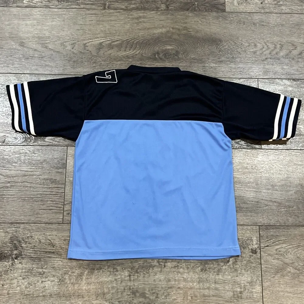 Vintage 90s Carter's Watch the Wear Football Jersey 07 Blue Black - Youth 14/15